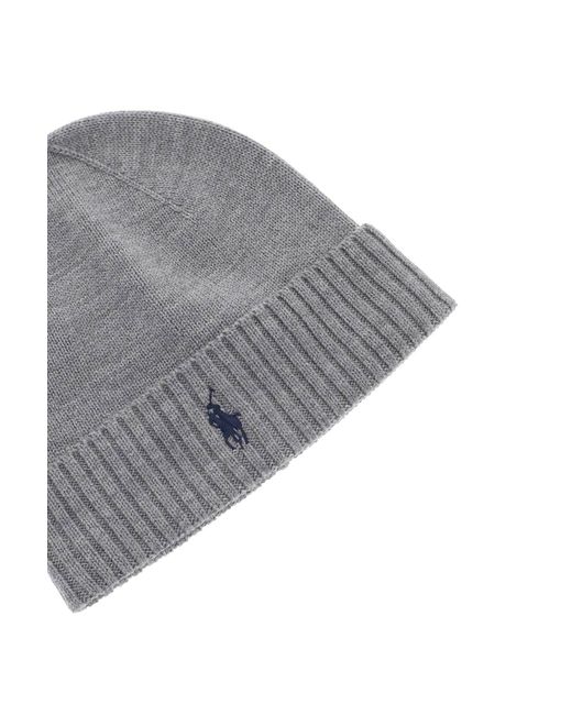 Polo Ralph Lauren Gray Woolen Beanie Hat for men