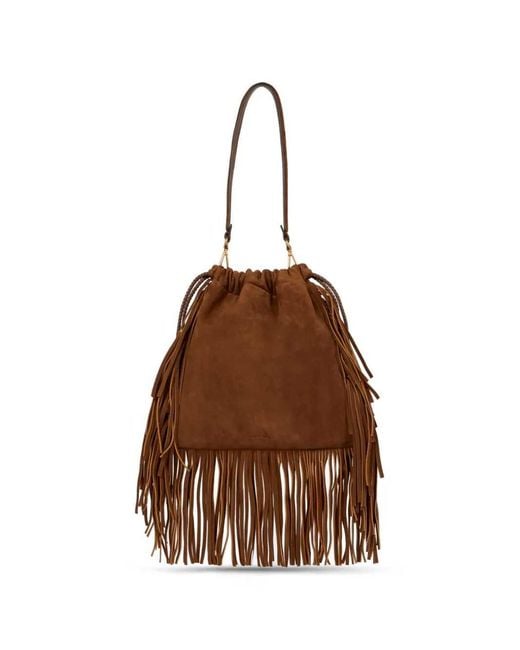 Etro Brown Kalispera Suede Medium Sack Bag With Stud Embellishment