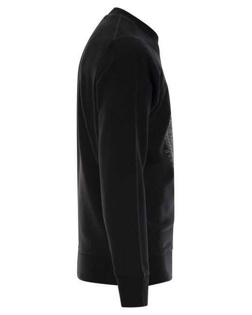 Stone Island Black Crew Neck Sweatshirt With Optical Three for men