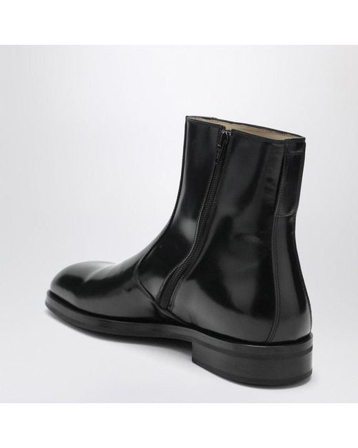 Lemaire Black Leather Ankle Boots for men