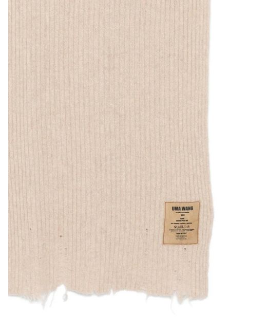 Uma Wang White Scarf With Frayed Edges