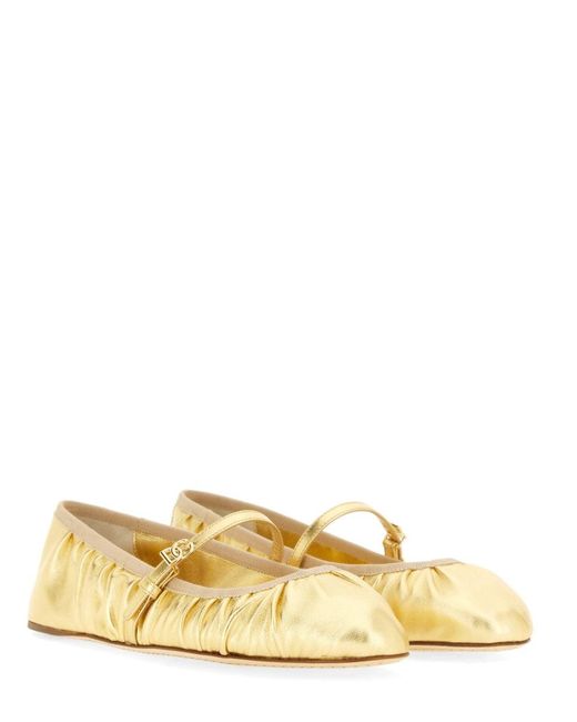 Dolce & Gabbana Natural Mordoru00C9 Nappa Ballerina