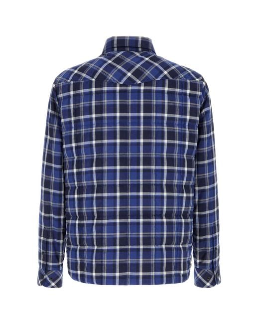 Moncler Blue Plaid Shirt Jacket for men