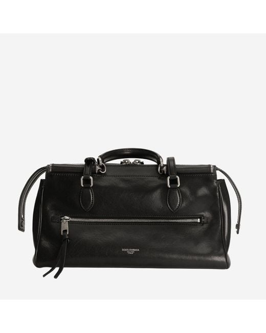 Dolce & Gabbana Black Vittoria Calfskin Leather Bag