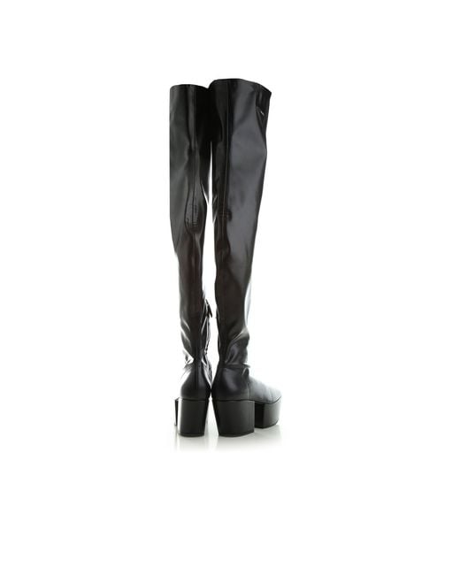 Prada Black Technical Nappa Platform Thigh-high Boots