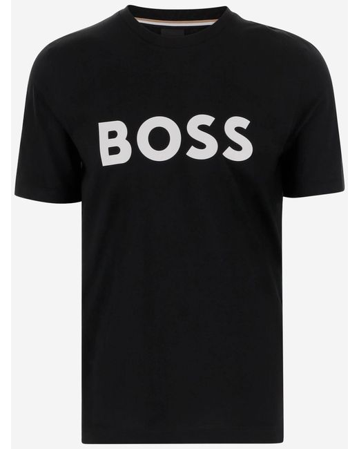 Maglietta Di Cotone Con Logo di Boss in Black da Uomo