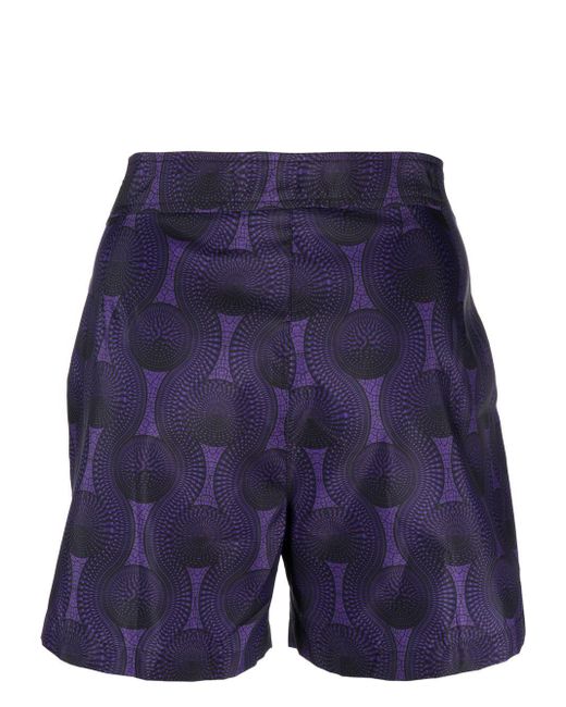 OZWALD BOATENG Blue Printed Swim Shorts for men