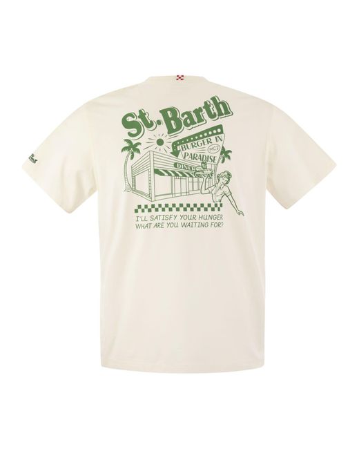 Mc2 Saint Barth White T Shirt With Print On Chest And Back