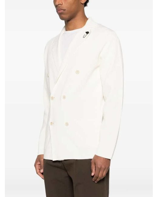 Lardini White Double-breasted Blazer