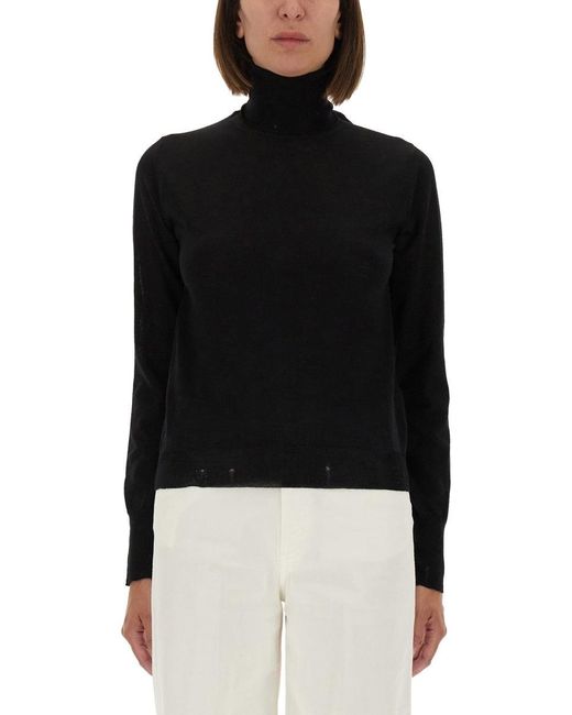 Golden Goose Deluxe Brand Black Fitted Turtleneck Sweater With Metallic Star Accents