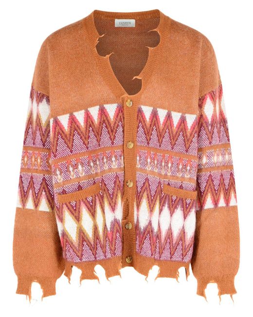 Laneus Multi Woll Misch -Strickjacke in Pink für Herren