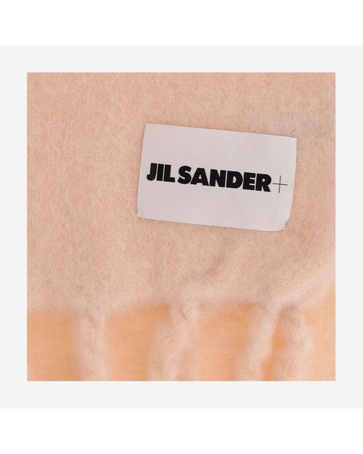 Jil Sander Natural Wool Blend Scarf With Logo