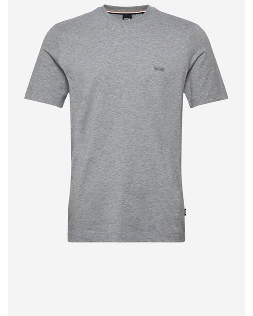 Boss Gray Cotton T Shirt With Logo for men