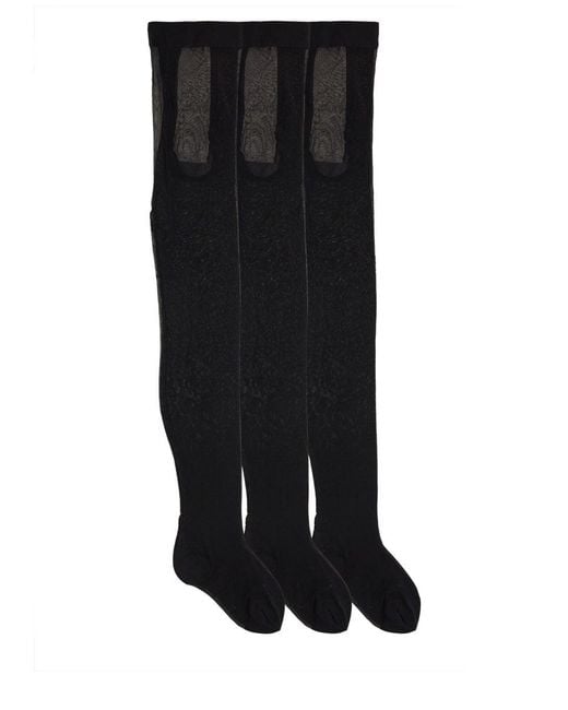 Dolce & Gabbana Black Tripack Tights Poliamide Socks