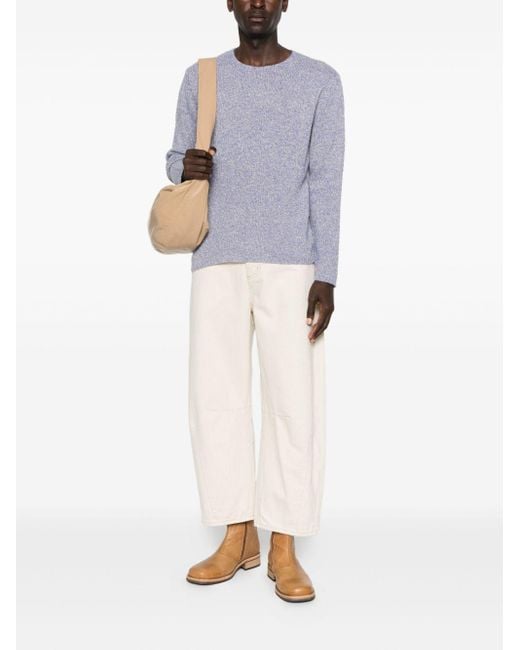Auralee Purple Wool And Cotton Crewneck Jumper for men