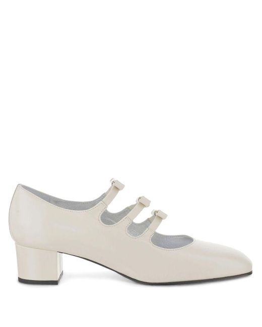 CAREL PARIS White Kinette Leder Mary Jane Pumps