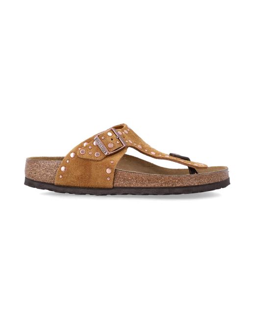 Birkenstock Brown Gizeh Rivet Mink Suede Sandal