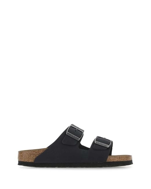 Birkenstock Black Leather Arizona Slippers