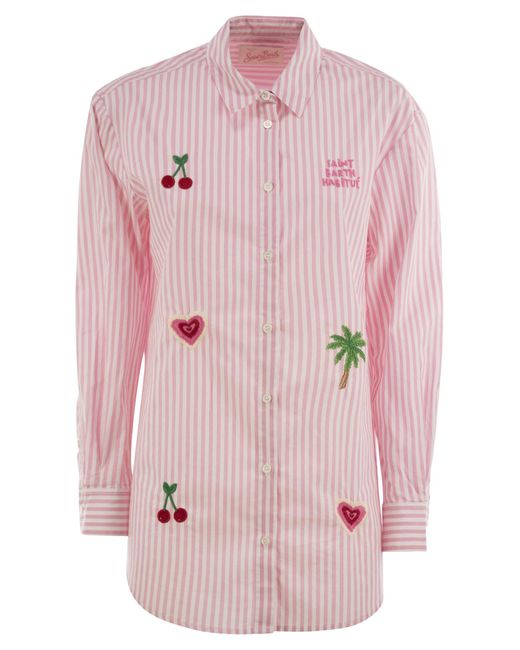 Mc2 Saint Barth Pink Brigitte -Hemd mit gestreiftem Muster
