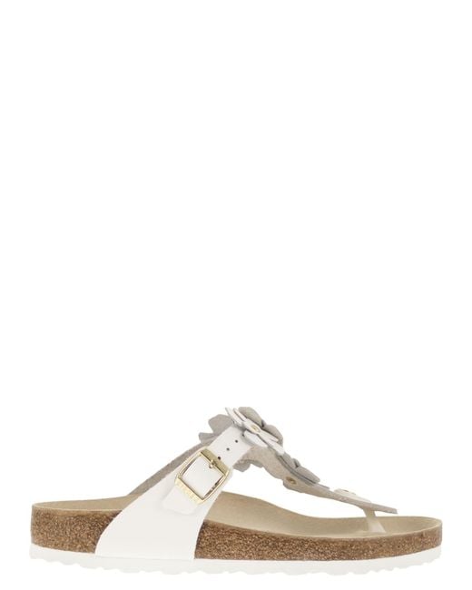 Birkenstock Multicolor Gizeh Flowers – Natural Leather Thong Sandal With Floral Appliqués