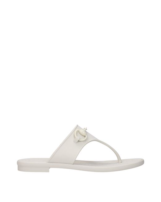 Gucci White Flip Flops Rubber/Dirty
