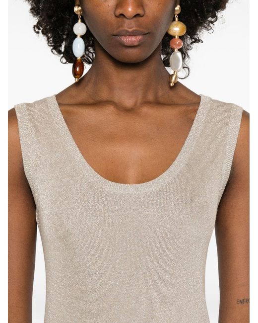 Fabiana Filippi Natural Ivory Scoop Neck Top
