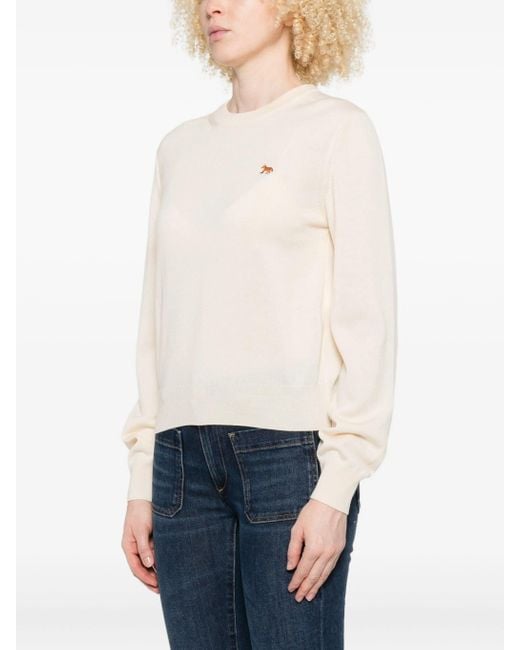 Maison Kitsuné White Baby Fox Merino Regular Jumper