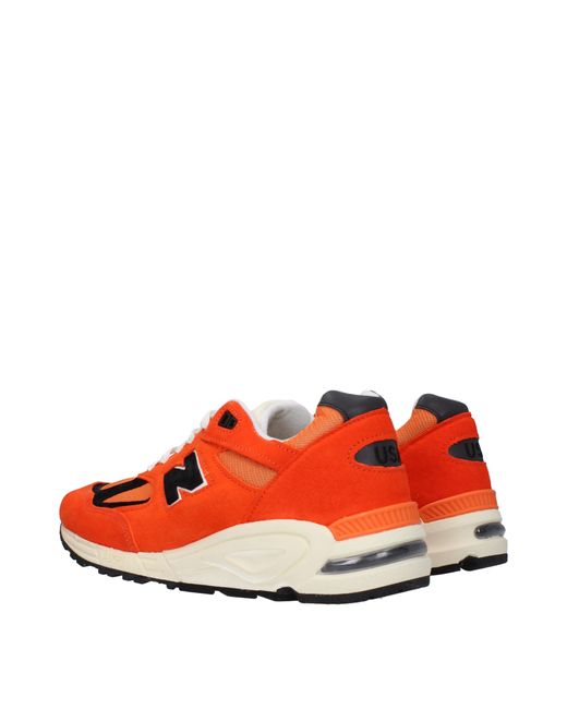 New Balance Red Sneakers 990 Uomo Camoscio Arancione for men