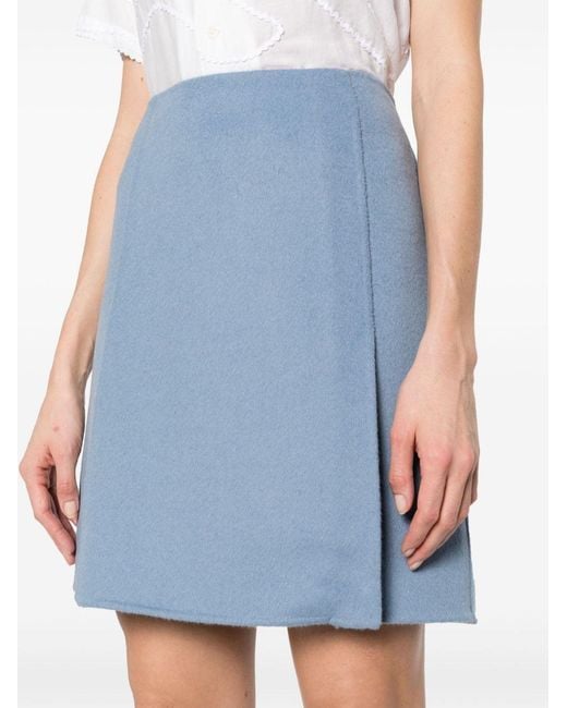 P.A.R.O.S.H. Blue High-Waist Wool Skirt