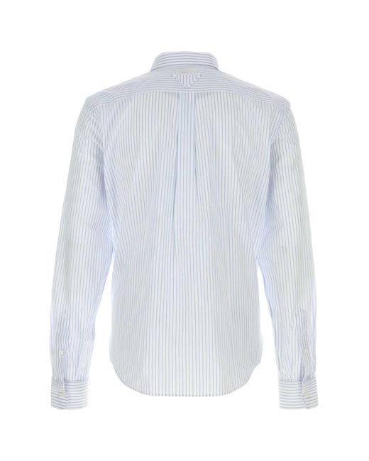 Prada White Embroidered Poplin Shirt for men