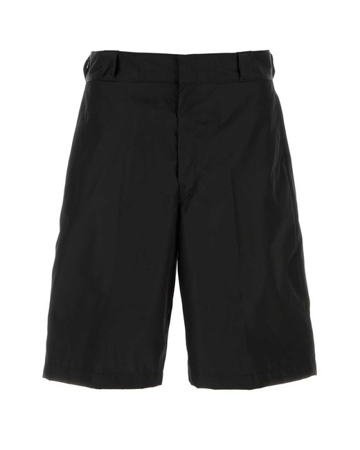 Prada Black Re-nylon Bermuda Shorts for men