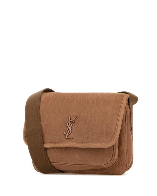 Saint Laurent Brown Biscuit Nabuk Crossbody Bag