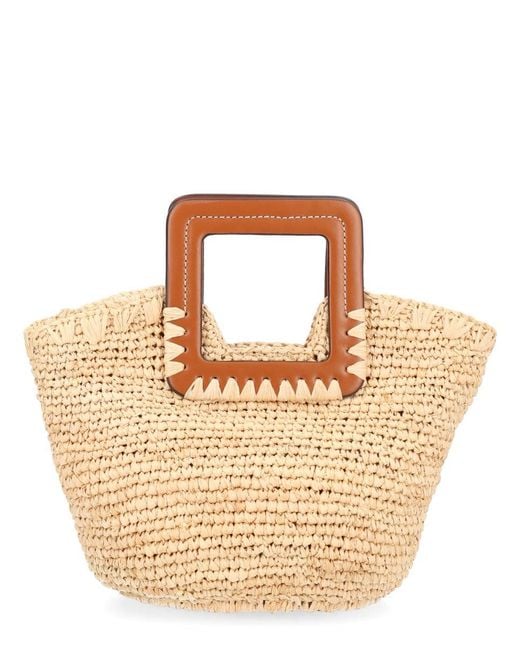Staud Metallic Shirley Raffia Mini Bucket Bag