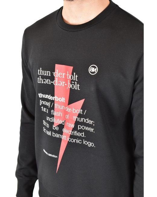 Neil Barrett Gray Sweatshirt With Bold Lightning Bolt Graphic for men