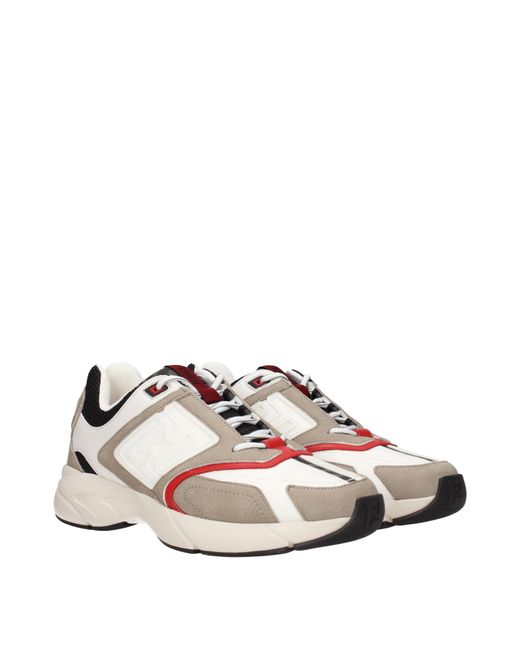 Fendi Pink Sneakers Faster Uomo Tessuto Bianco/Fango for men