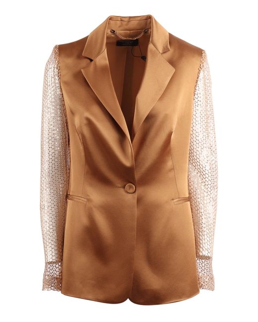 Clips Brown Mesh Sleeve Jacket