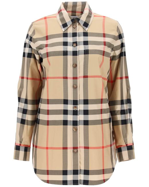 Burberry Paola Check Shirt in het Natural
