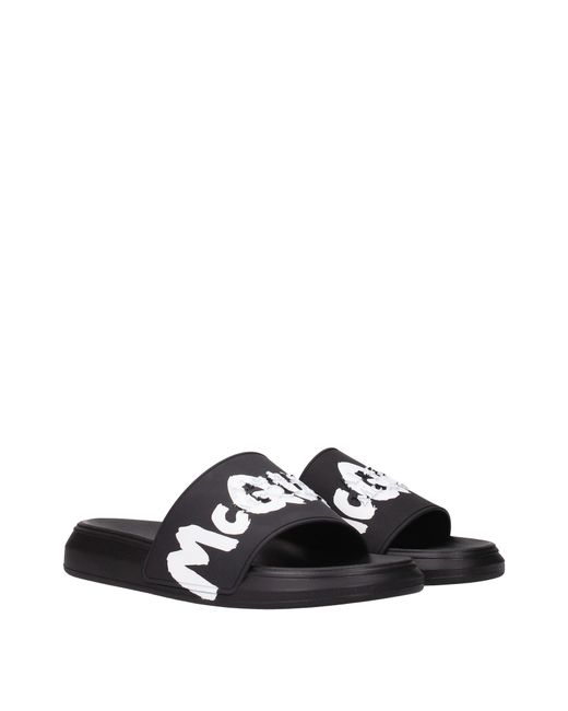 Alexander McQueen Blue Ciabatte E Zoccoli Uomo Gomma Nero/Bianco for men