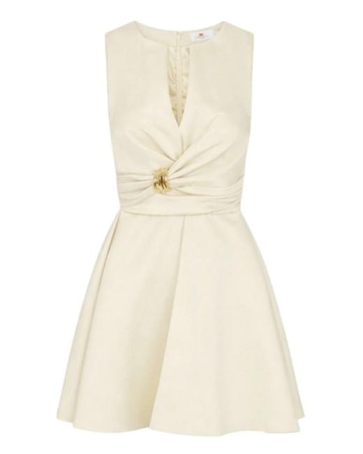 Elisabetta Franchi Natural Duchesse Satin Dress