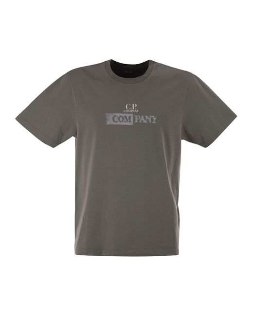C P Company Gray Cotton T Shirt With Print