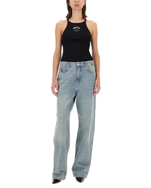Moschino Blue Relaxed Wide-Leg Denim Pants