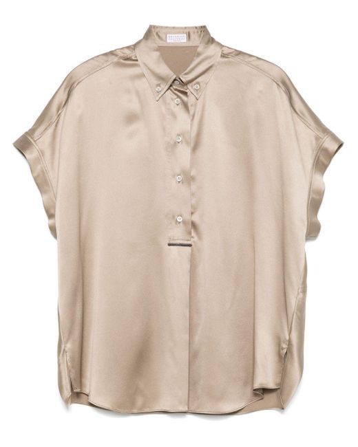 Camicia A Maniche Corte di Brunello Cucinelli in Natural