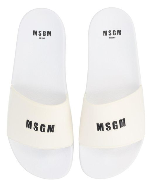 MSGM White Slide Con Logo for men