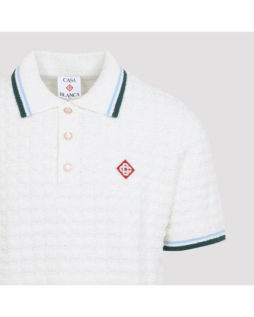 Casablanca White Boucle Short-Sleeve Knitted Polo