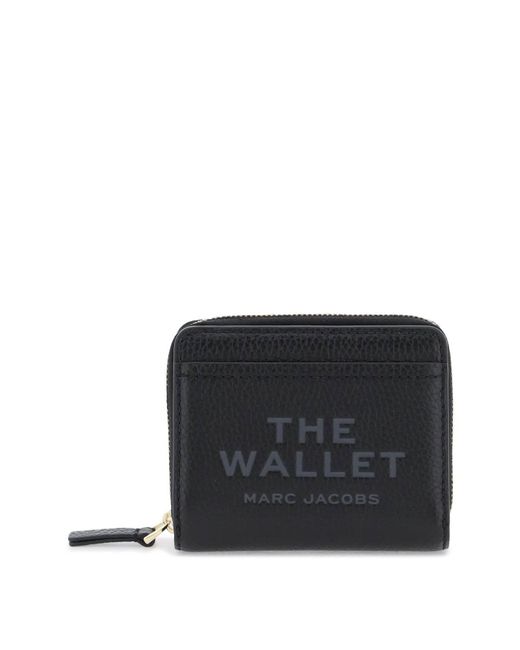 La mini billetera de cuero Mini Compact Marc Jacobs de color Black