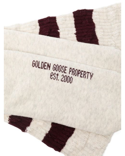 Golden Goose Deluxe Brand White Socks High Rib/Stripes/Ripped