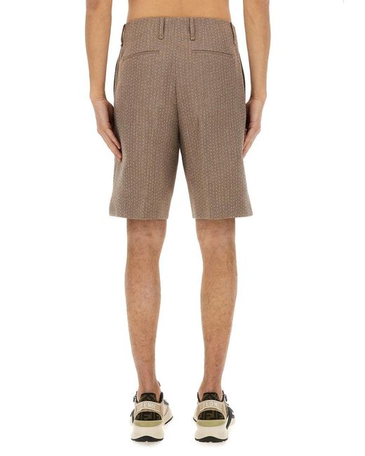 Fendi Natural Jacquard Bermuda Shorts for men