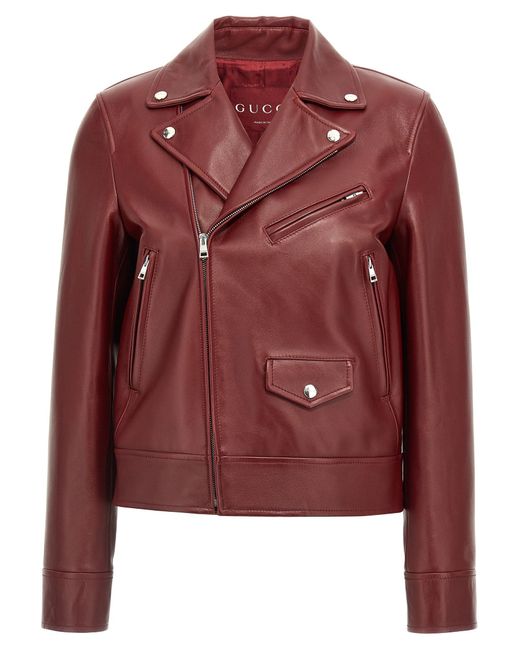Gucci Leren Bikerjack in het Red voor heren