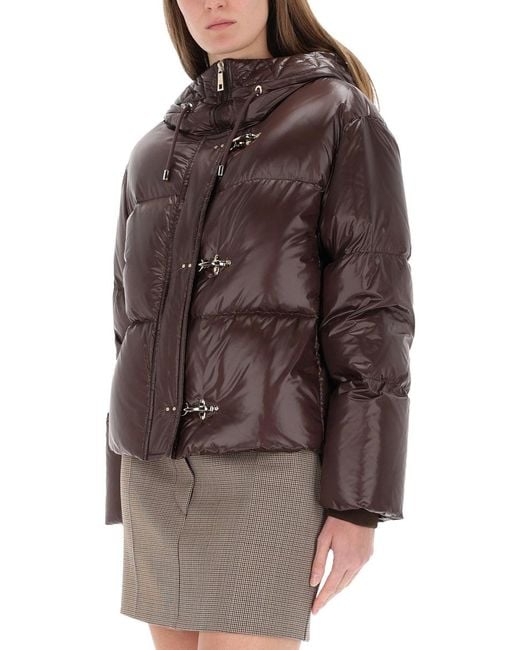 Fay Brown Hooded Puffer Coat