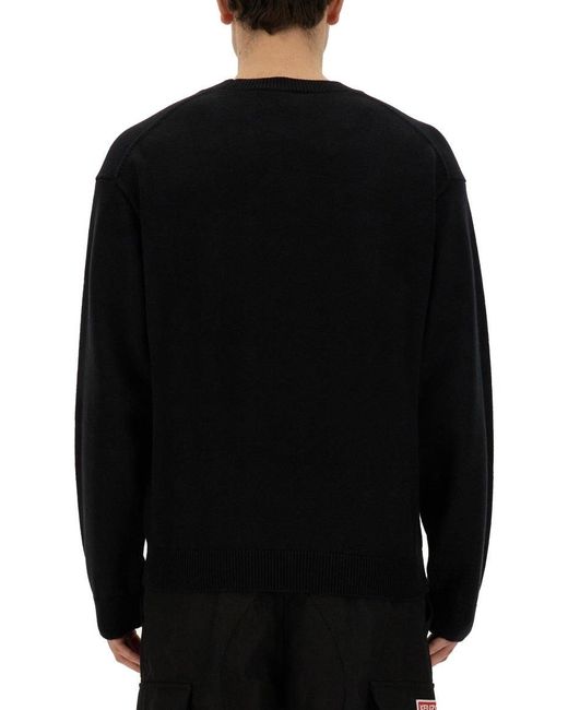 KENZO Black Jersey With Logo for men